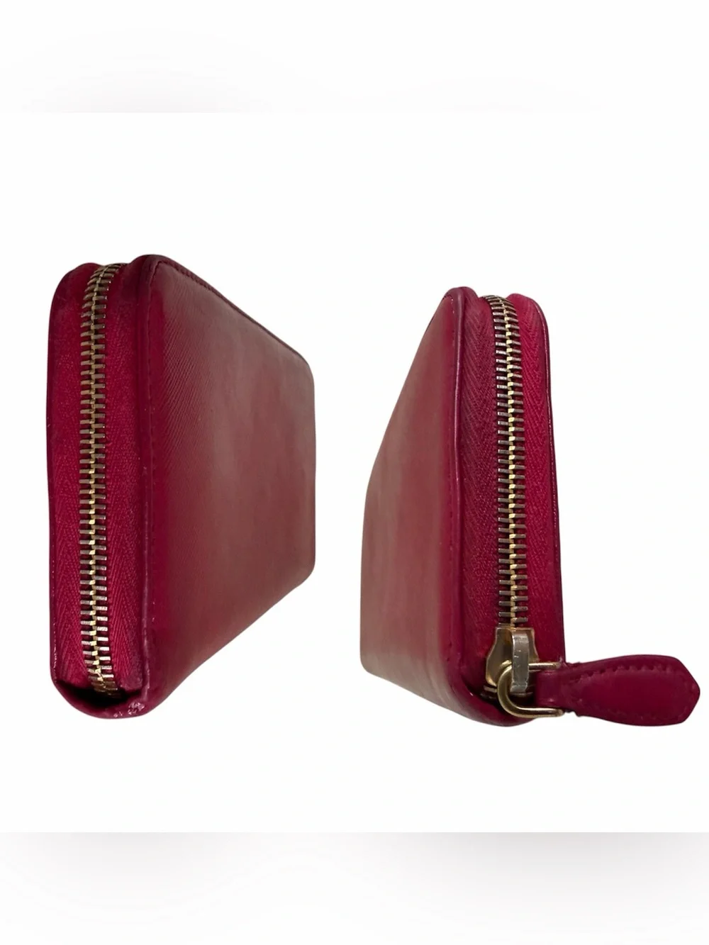 Prada Saffiano Vernice Zip-Around Wallet Clutch Berry Magenta 1ML506